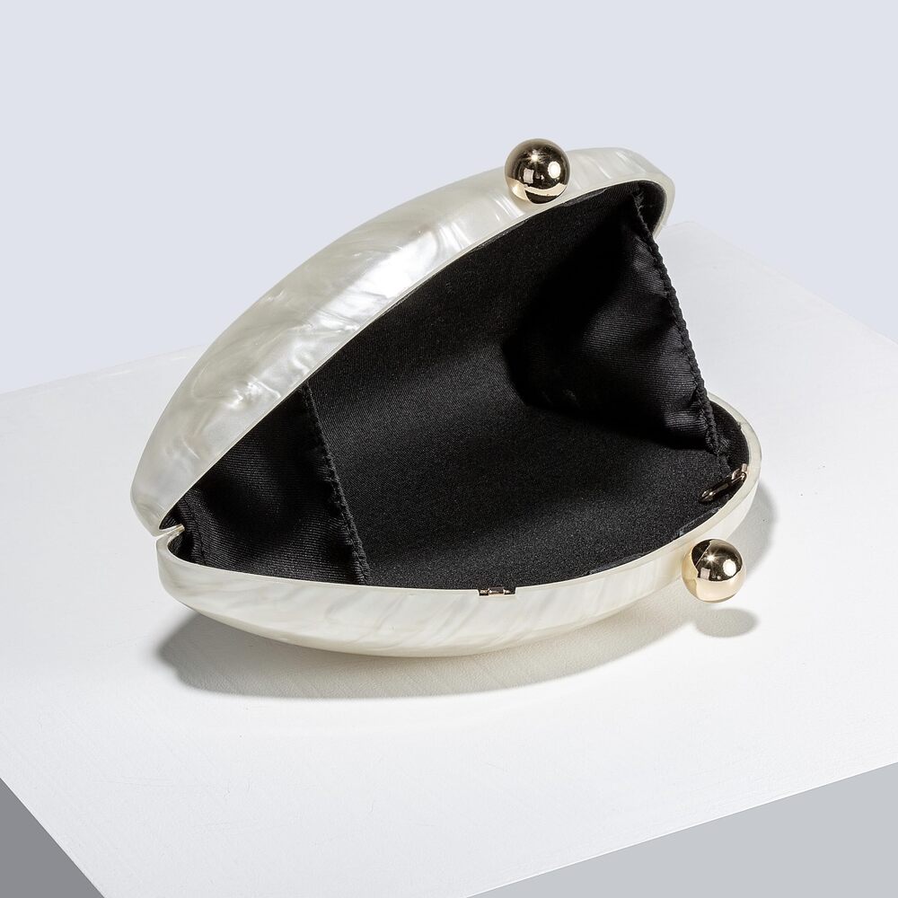 6990 Seashell Chain Shoulder Bag Acrylic Evening Clutch Bag Glitter Marble - Picture 6 of 6